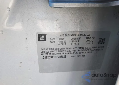 2017 Chevrolet Malibu 1Lt z USA, uszkodzony, nr VIN 1G1ZE5ST1HF208922